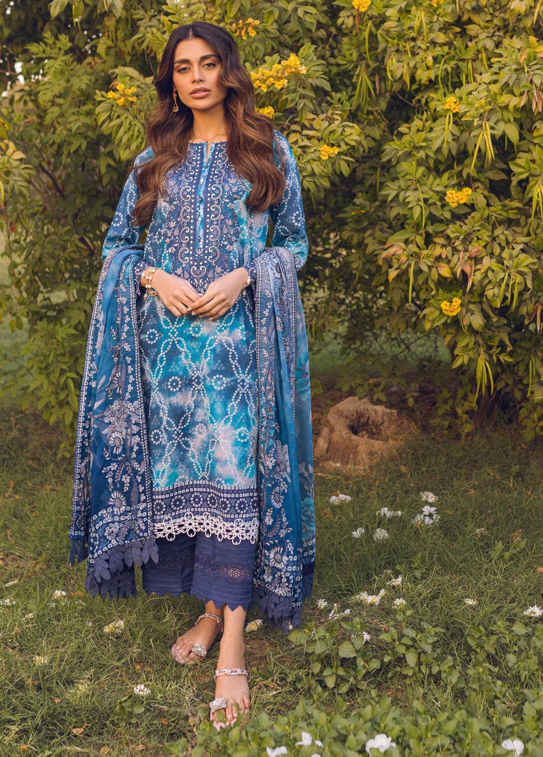 Gardenia by Nureh Embroidered Lawn Suits Unstitched 3 Piece NU23G NSG-88 - Summer Collection
