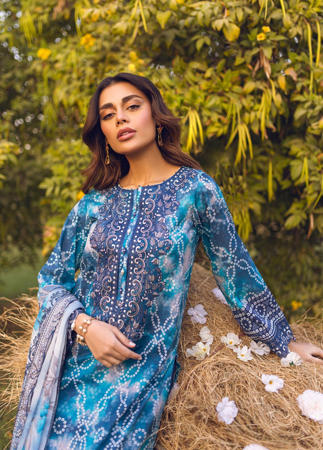 Gardenia by Nureh Embroidered Lawn Suits Unstitched 3 Piece NU23G NSG-88 - Summer Collection