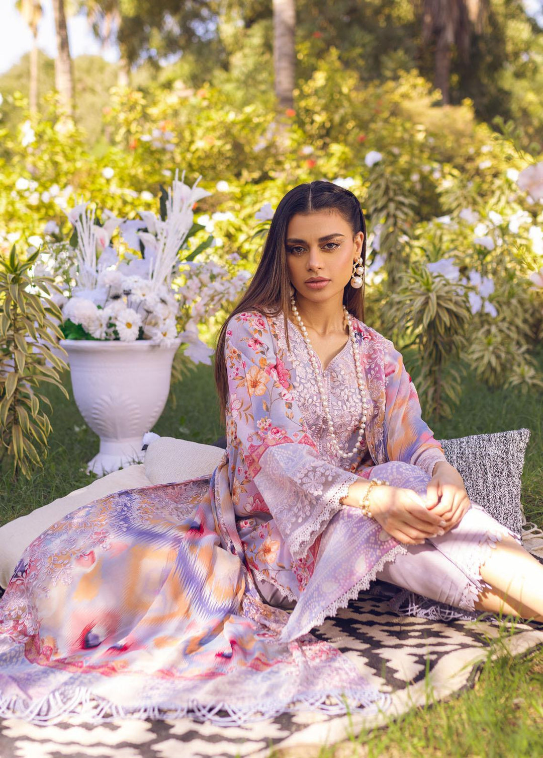 Gardenia by Nureh Embroidered Lawn Suits Unstitched 3 Piece NU23G NSG-93 - Summer Collection