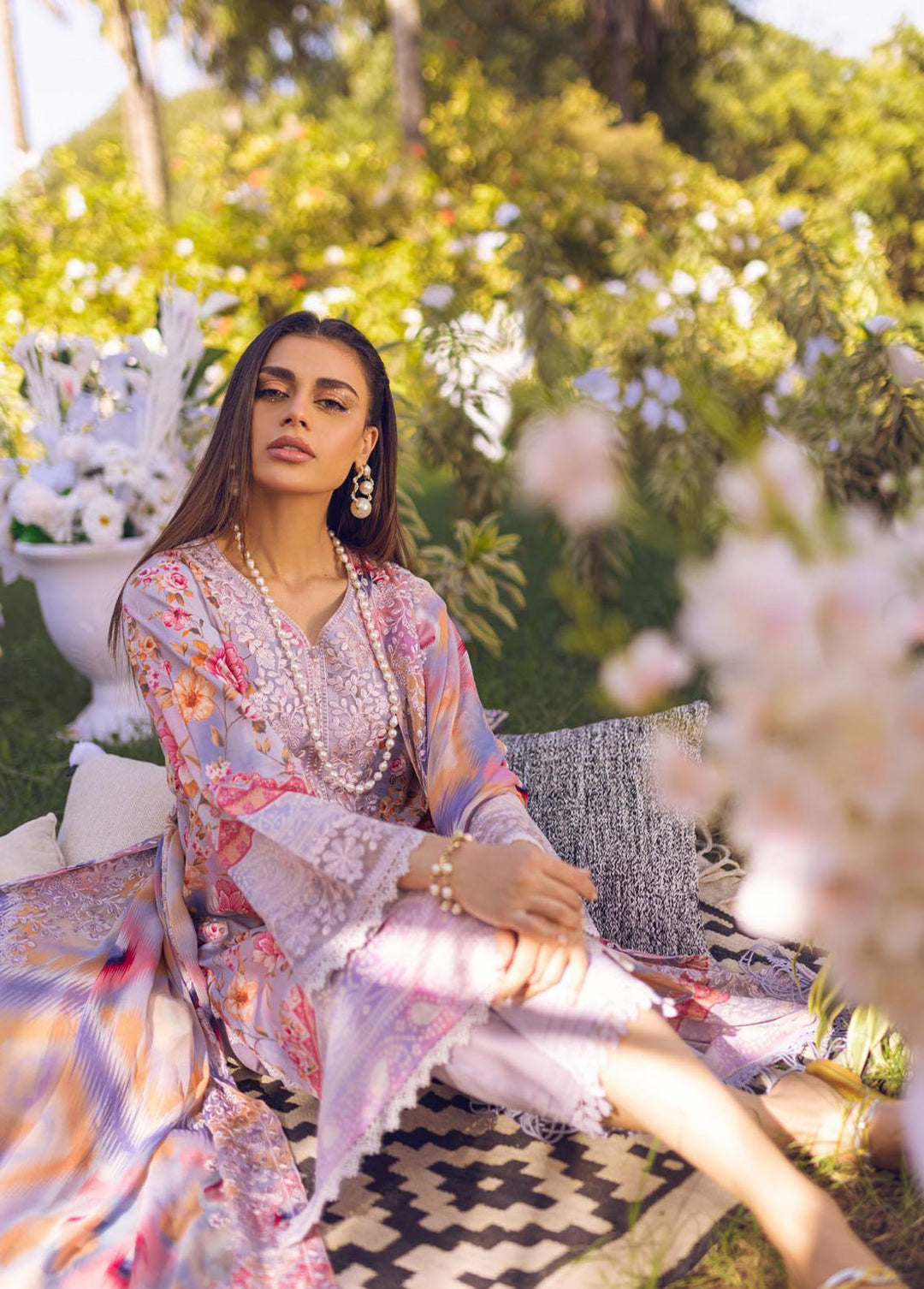Gardenia by Nureh Embroidered Lawn Suits Unstitched 3 Piece NU23G NSG-93 - Summer Collection