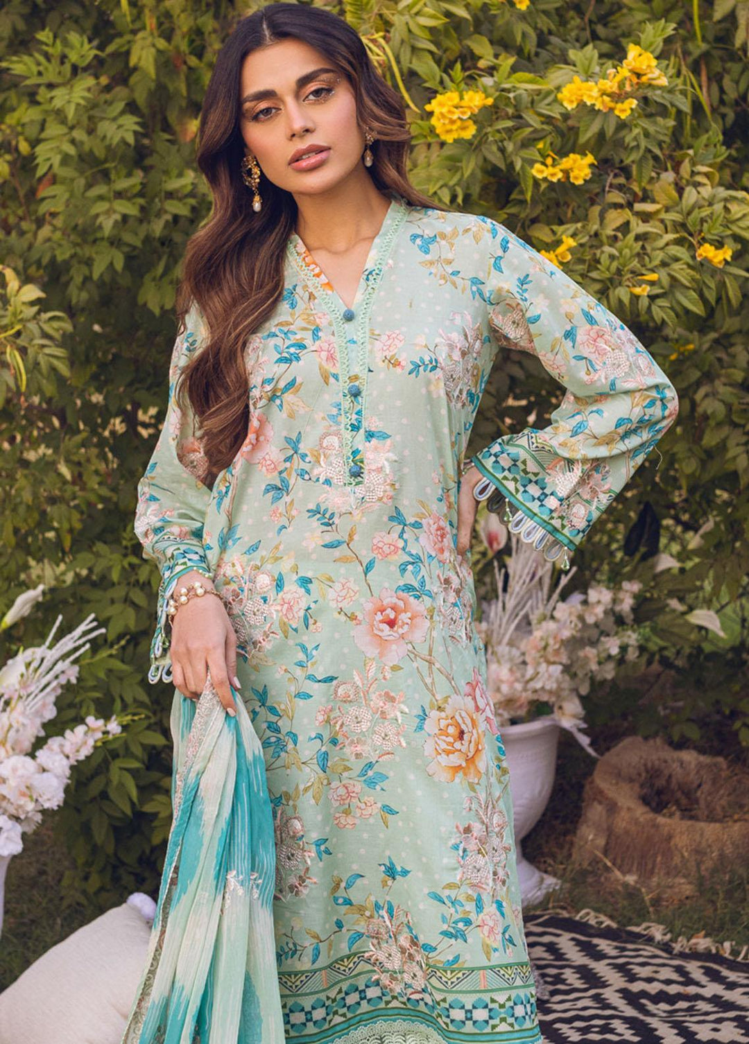 Gardenia by Nureh Embroidered Lawn Suits Unstitched 3 Piece NU23G NSG-94 - Summer Collection