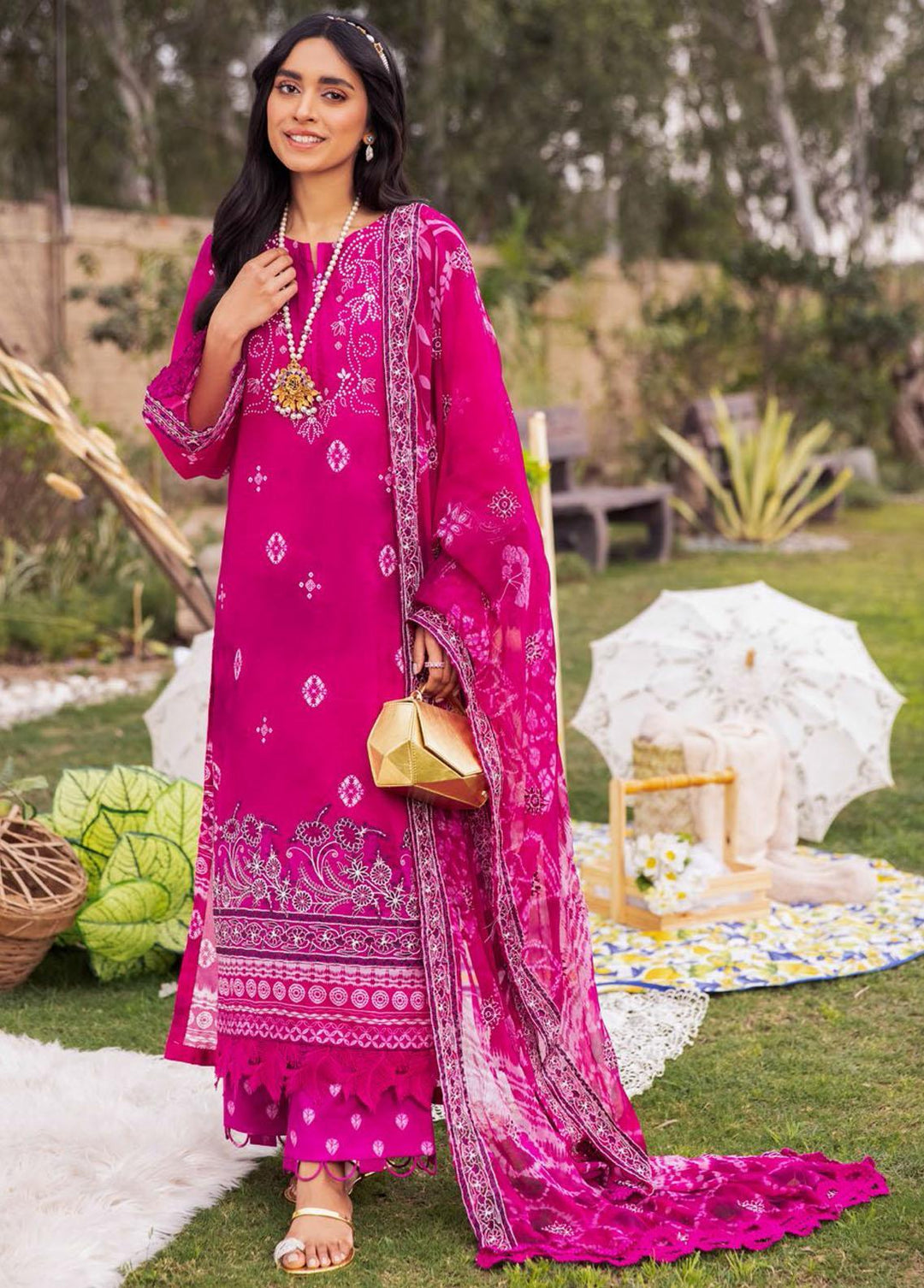 Gardenia by Nureh Embroidered Lawn Suits Unstitched 3 Piece NU23GL NSG-104 - Summer Collection