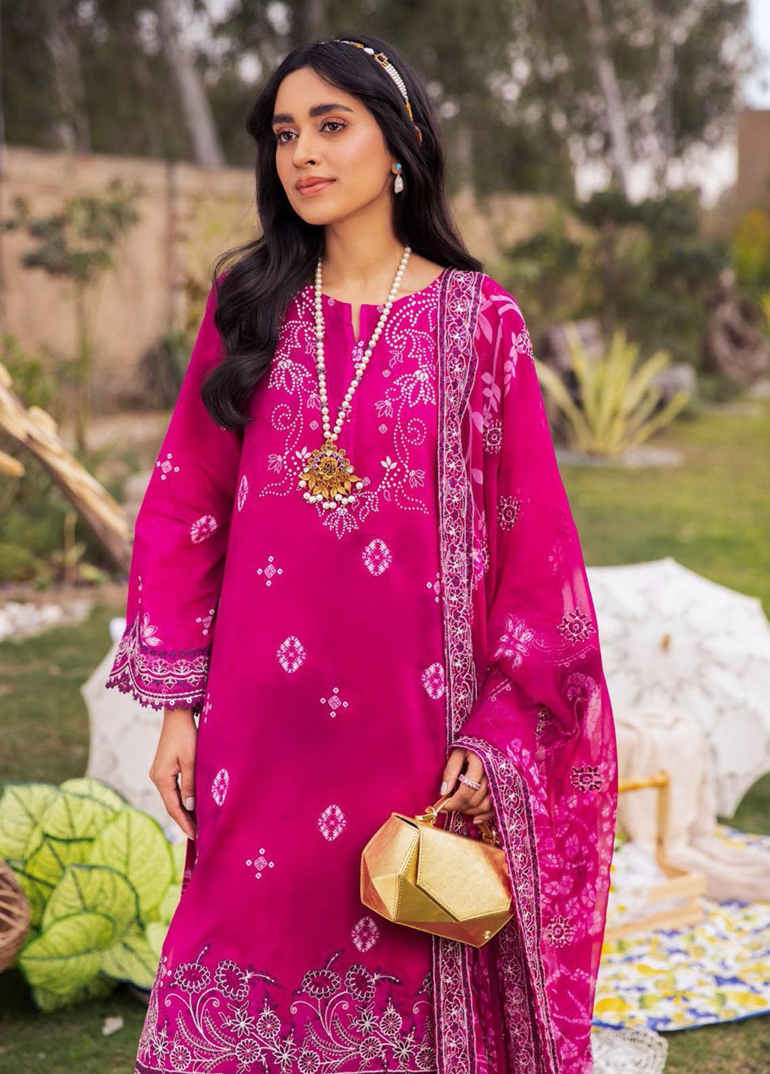 Gardenia by Nureh Embroidered Lawn Suits Unstitched 3 Piece NU23GL NSG-104 - Summer Collection