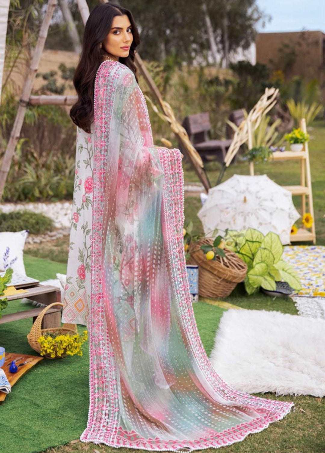 Gardenia by Nureh Embroidered Lawn Suits Unstitched 3 Piece NU23GL NSG-95 - Summer Collection
