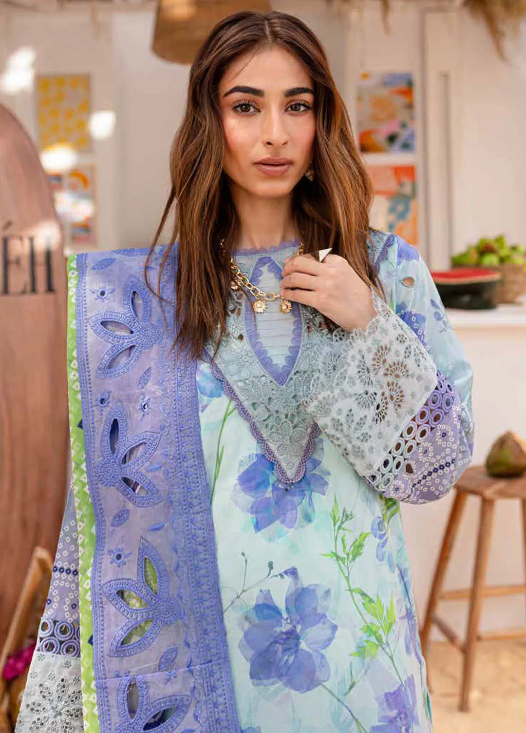 Gardenia By Nureh Embroidered Lawn Suit Unstitched 3 Piece NU24GU NS-130 - Summer Collection