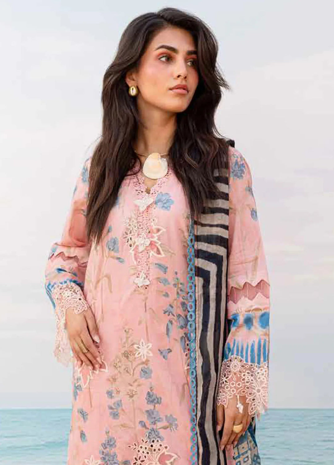 Gardenia By Nureh Embroidered Lawn Suit Unstitched 3 Piece NU24GU NS-132 - Summer Collection