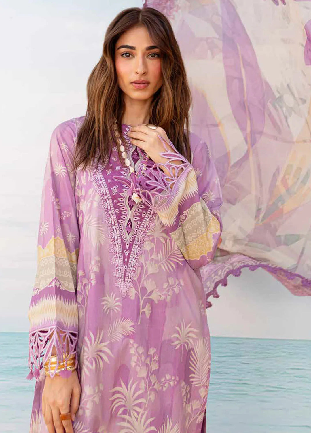 Gardenia By Nureh Embroidered Lawn Suit Unstitched 3 Piece NU24GU NS-134 - Summer Collection