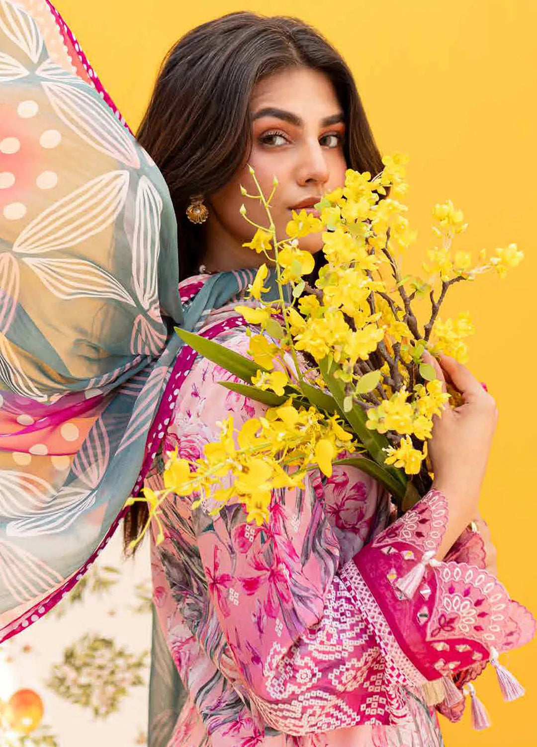 Gardenia By Nureh Embroidered Lawn Suit Unstitched 3 Piece NU24GU NS-135 - Summer Collection