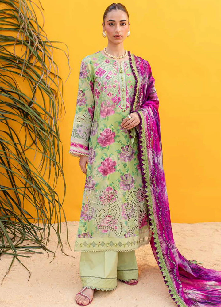 Gardenia By Nureh Embroidered Lawn Suit Unstitched 3 Piece NU24GU NS-139 - Summer Collection