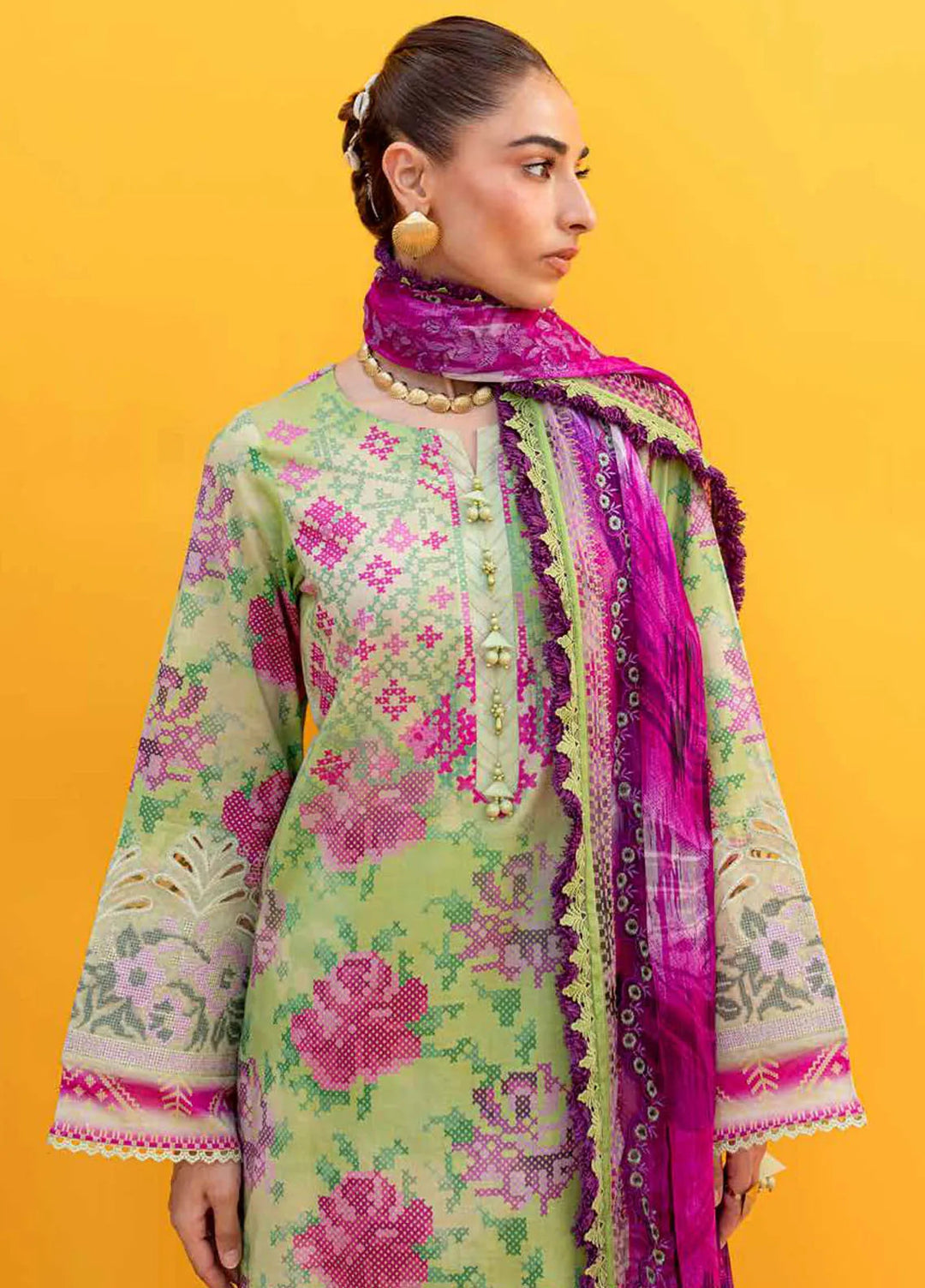 Gardenia By Nureh Embroidered Lawn Suit Unstitched 3 Piece NU24GU NS-139 - Summer Collection