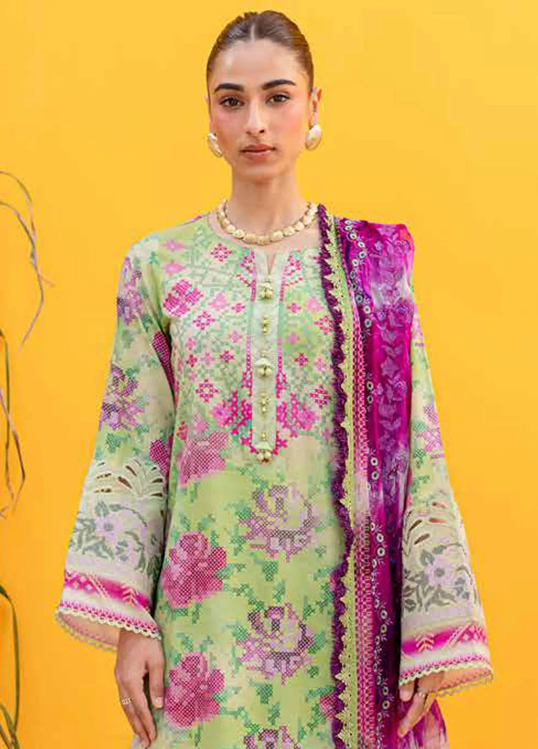 Gardenia By Nureh Embroidered Lawn Suit Unstitched 3 Piece NU24GU NS-139 - Summer Collection