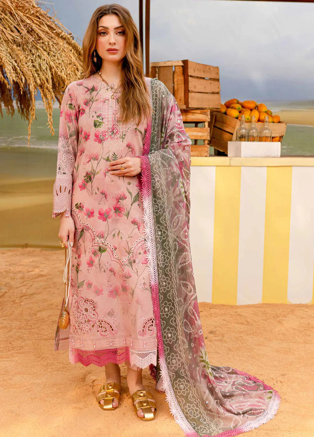 Gardenia by Nureh Embroidered Lawn Suit Unstitched 3 Piece NU25G NSG-178 - Summer Collection