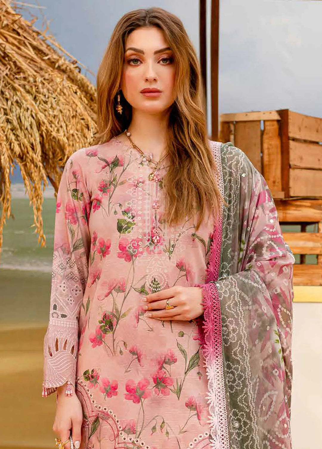 Gardenia by Nureh Embroidered Lawn Suit Unstitched 3 Piece NU25G NSG-178 - Summer Collection