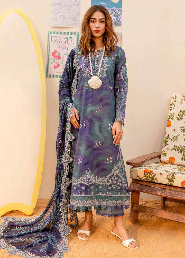 Gardenia by Nureh Embroidered Lawn Suit Unstitched 3 Piece NU25G NSG-186 - Summer Collection