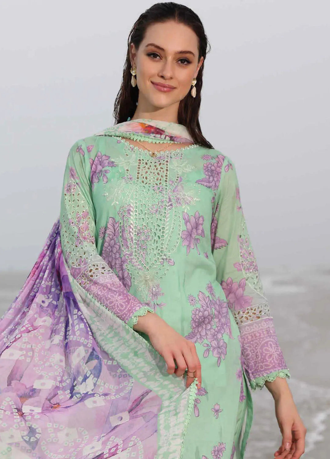 Gardenia by Nureh Embroidered Lawn Suit Unstitched 3 Piece NU25GL NSG-174 - Summer Collection