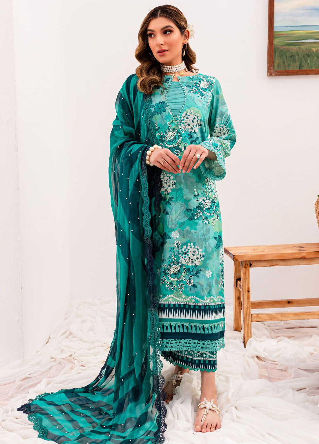 Gardenia by Nureh Embroidered Lawn Suits Unstitched 3 Piece NU24G NSG-144 - Summer Collection