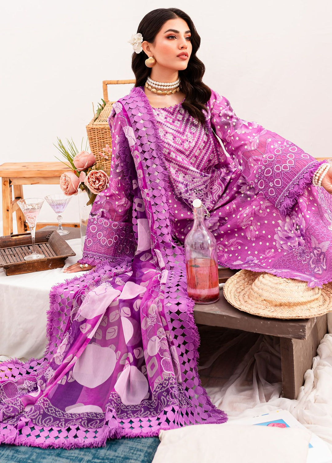 Gardenia by Nureh Embroidered Lawn Suits Unstitched 3 Piece NU24G NSG-145 - Summer Collection