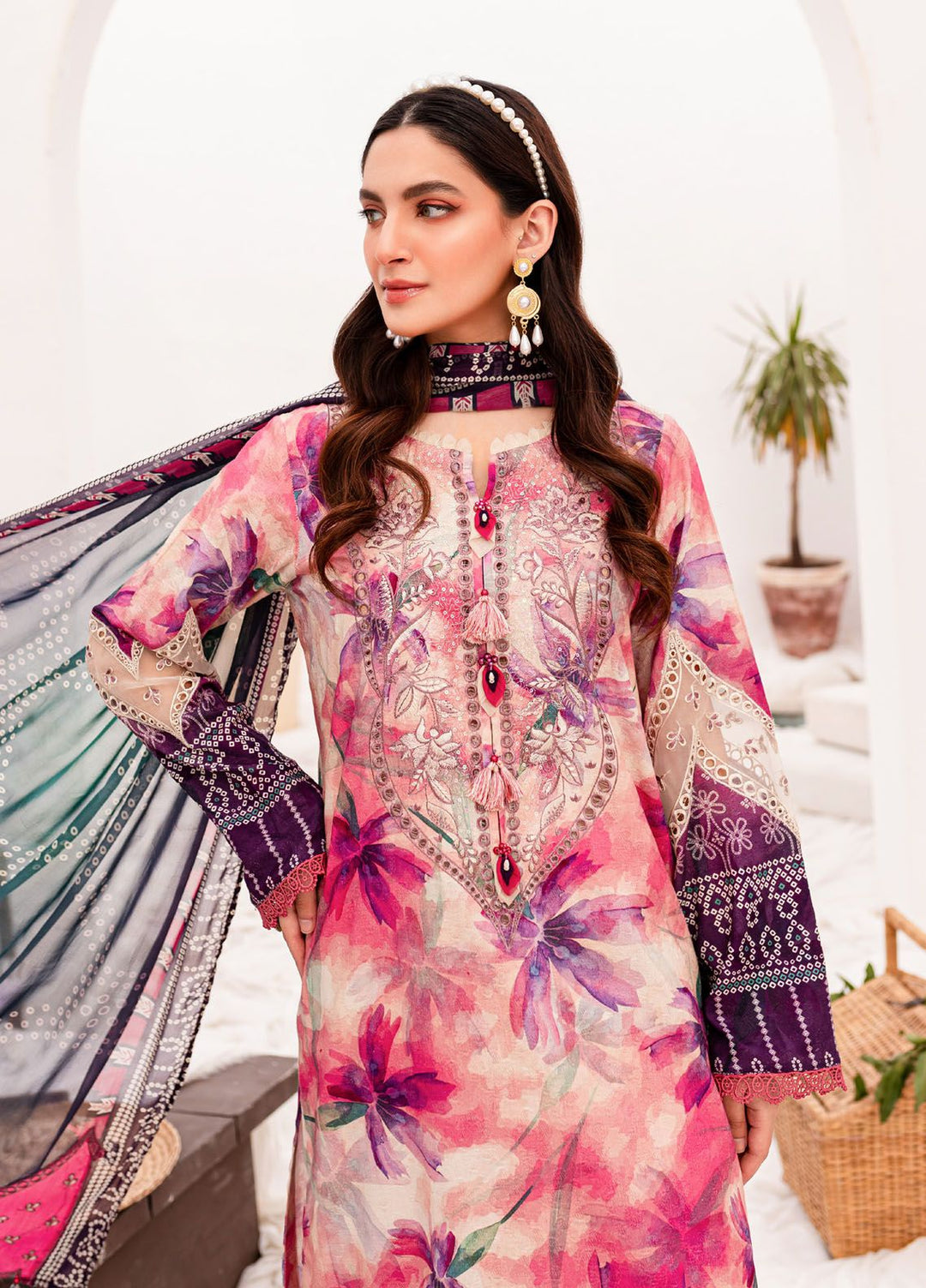 Gardenia by Nureh Embroidered Lawn Suits Unstitched 3 Piece NU24G NSG-146 - Summer Collection