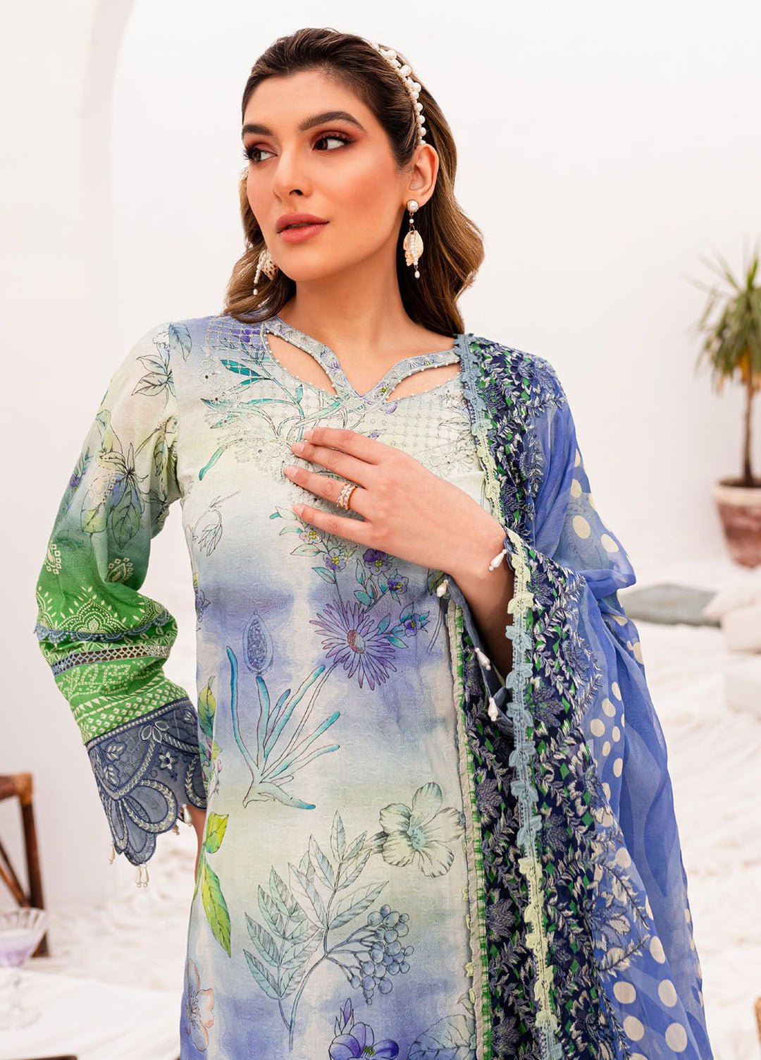 Gardenia by Nureh Embroidered Lawn Suits Unstitched 3 Piece NU24G NSG-147 - Summer Collection