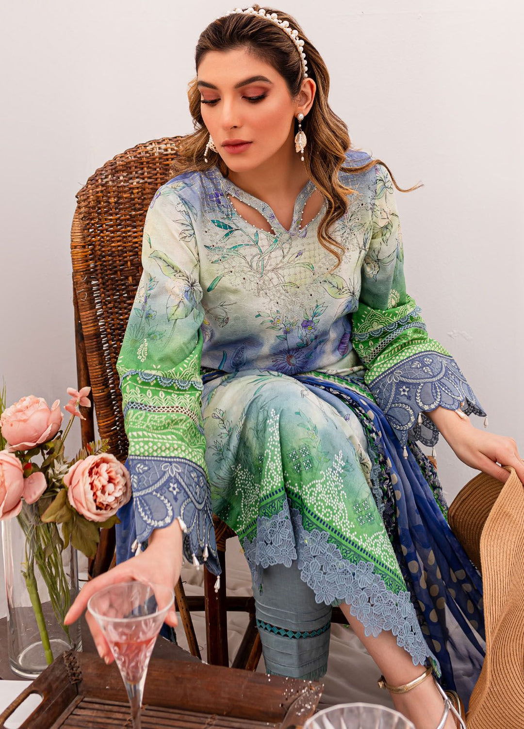 Gardenia by Nureh Embroidered Lawn Suits Unstitched 3 Piece NU24G NSG-147 - Summer Collection