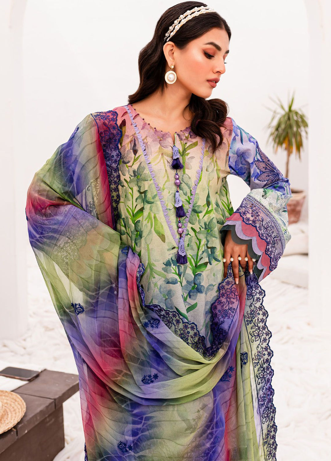 Gardenia by Nureh Embroidered Lawn Suits Unstitched 3 Piece NU24G NSG-148 - Summer Collection