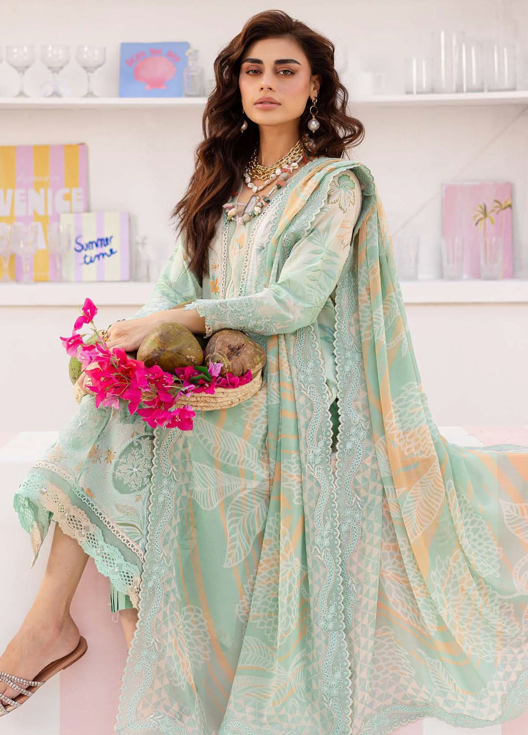 Gardenia by Nureh Embroidered N Printed Lawn Suits Unstitched 3 Piece NU25GEP NSG-191 - Summer Collection
