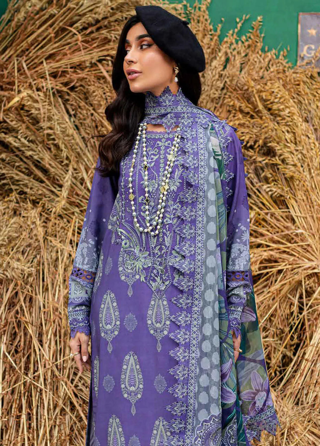 Gardenia By Nureh Embroidered Slub Suit Unstitched 3 Piece NU24GW NSG-162 - Winter Collection