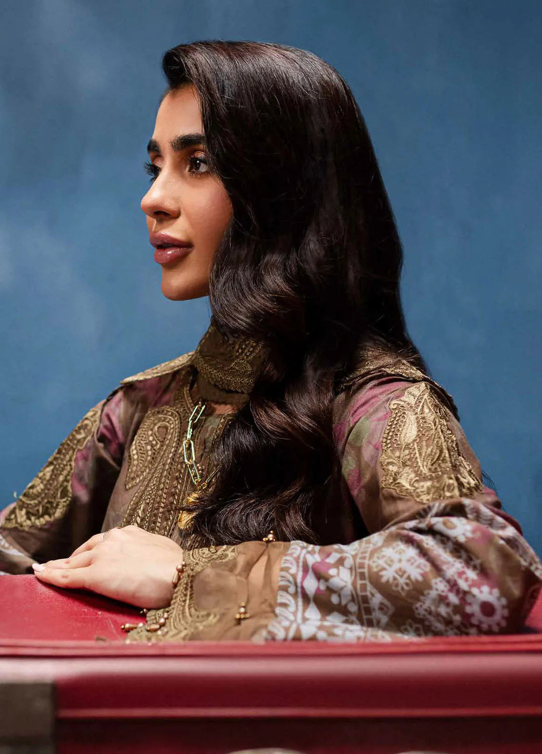 Gardenia By Nureh Embroidered Slub Suit Unstitched 3 Piece NU24GW NSG-163 - Winter Collection