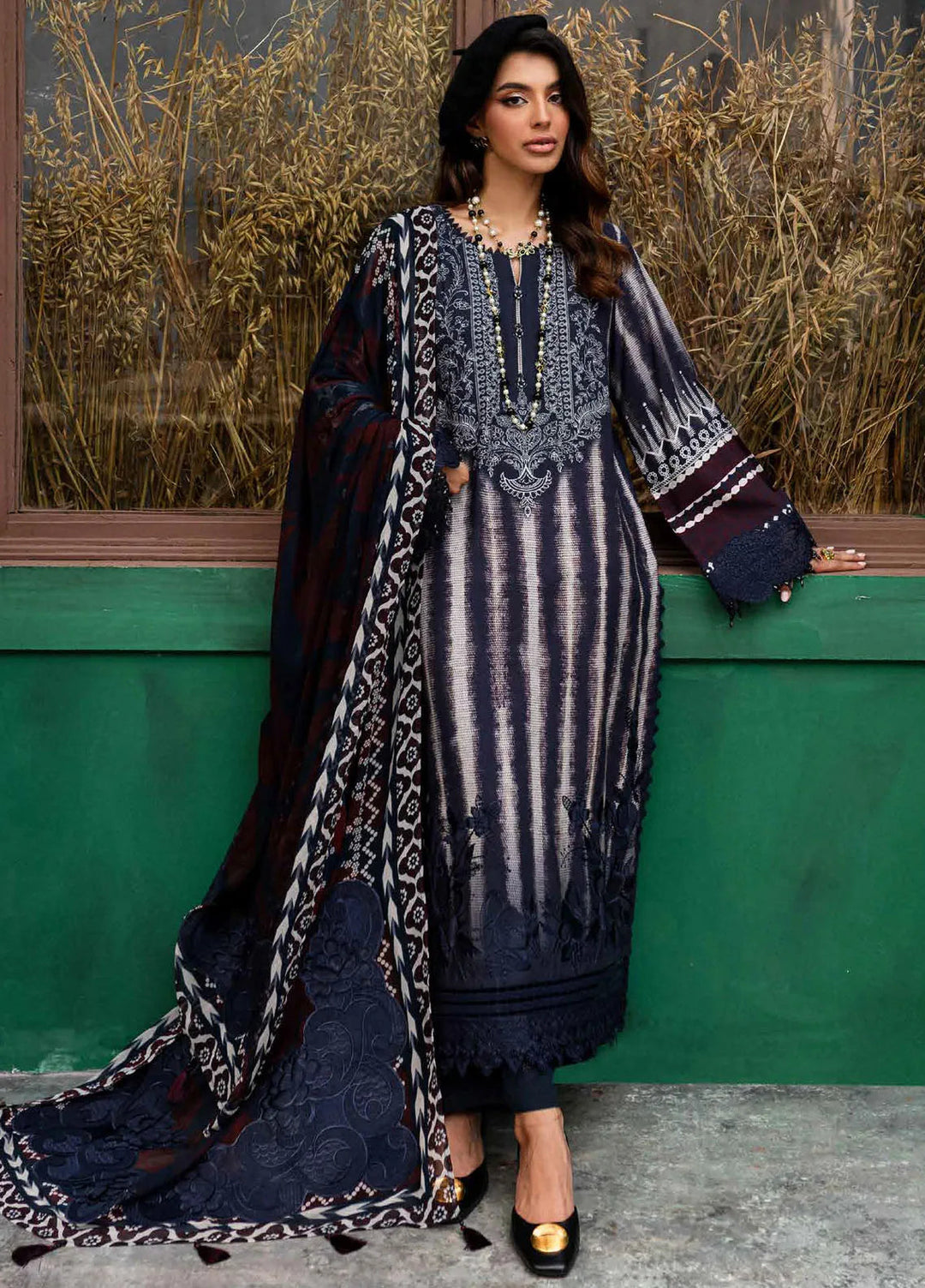 Gardenia By Nureh Embroidered Slub Suit Unstitched 3 Piece NU24GW NSG-165 - Winter Collection