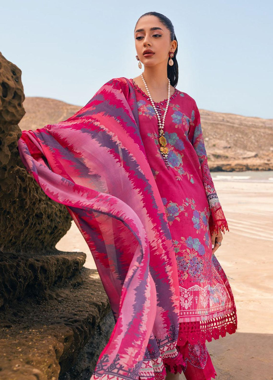 Gardenia By Nureh Embroidered Chikankari Lawn Suits Unstitched 3 Piece NU23GC NSG-105 - Summer Collection