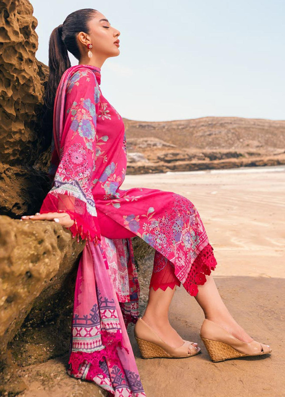 Gardenia By Nureh Embroidered Chikankari Lawn Suits Unstitched 3 Piece NU23GC NSG-105 - Summer Collection