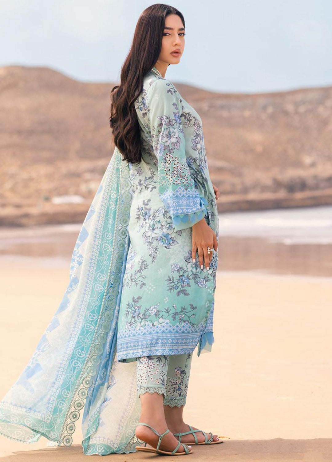 Gardenia By Nureh Embroidered Chikankari Lawn Suits Unstitched 3 Piece NU23GC NSG-107 - Summer Collection