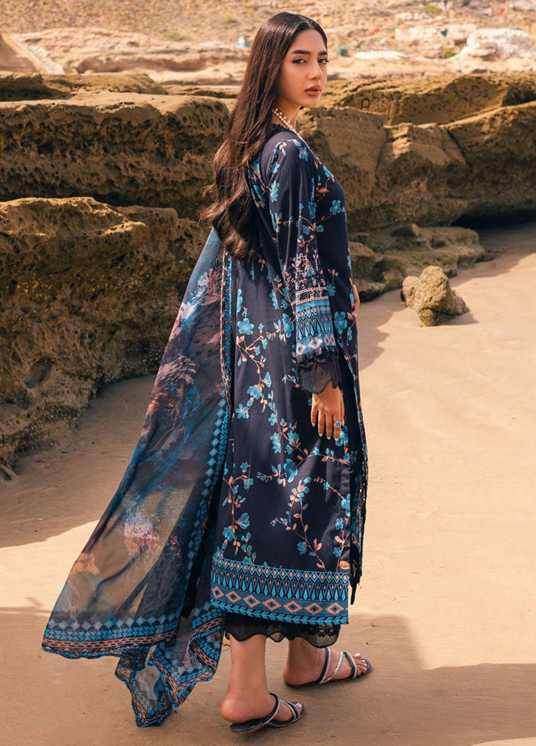 Gardenia By Nureh Embroidered Chikankari Lawn Suits Unstitched 3 Piece NU23GC NSG-108 - Summer Collection