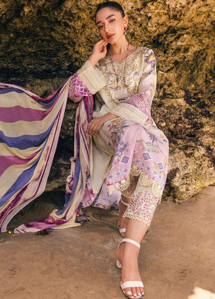 Gardenia By Nureh Embroidered Chikankari Lawn Suits Unstitched 3 Piece NU23GC NSG-110 - Summer Collection