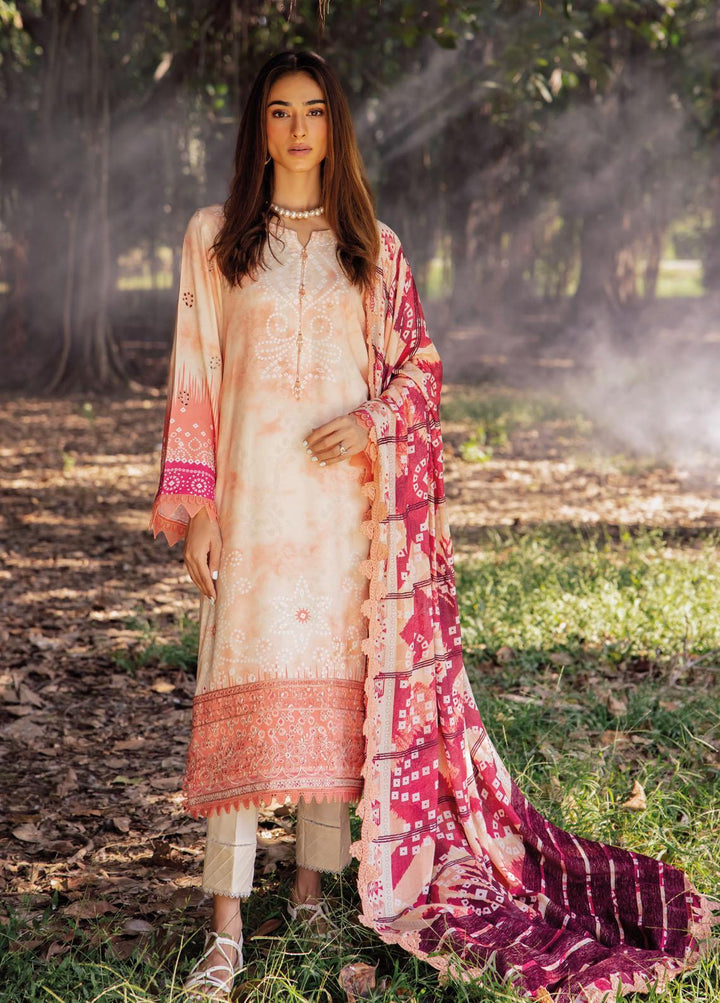 Gardenia By Nureh Embroidered Leather Peach Suits Unstitched 3 Piece NU23LP NSG-135 - Winter Collection