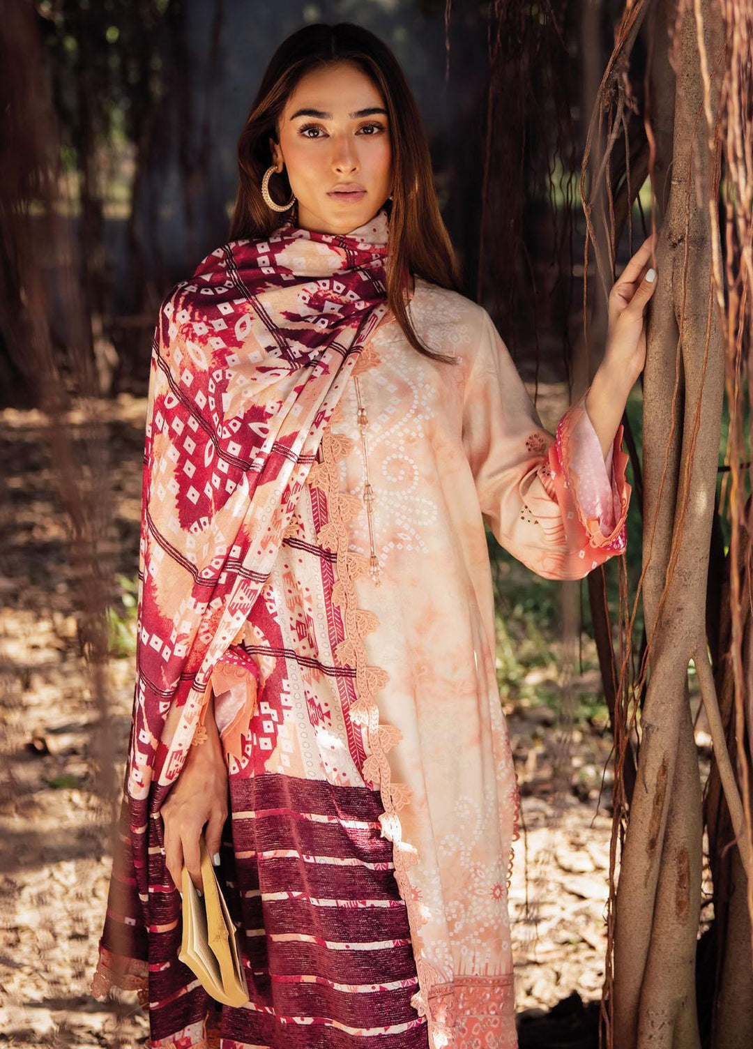 Gardenia By Nureh Embroidered Leather Peach Suits Unstitched 3 Piece NU23LP NSG-135 - Winter Collection