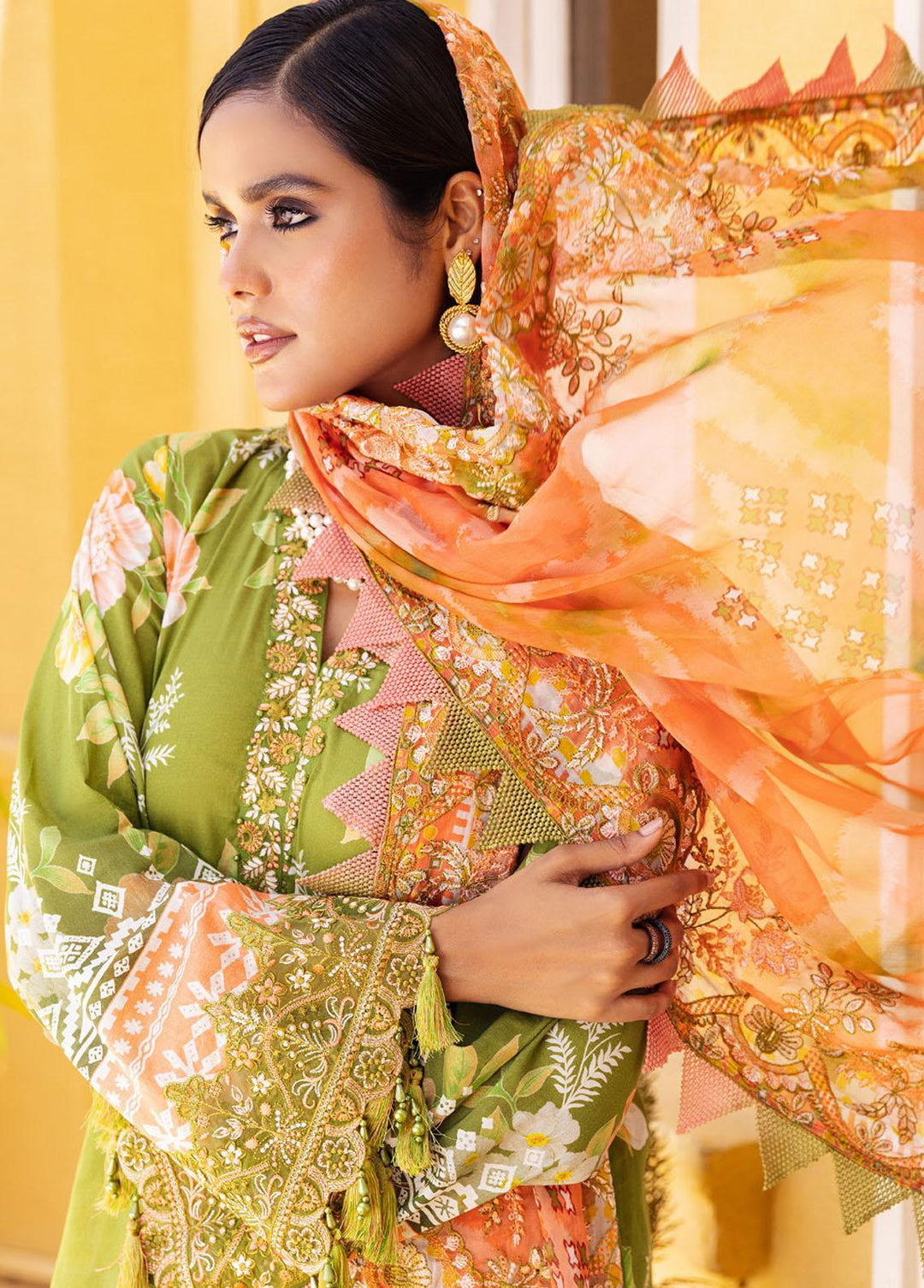 Gardenia By Nureh Embroidered Lawn Suits Unstitched 3 Piece NU23GE NSG-113 - Summer Collection