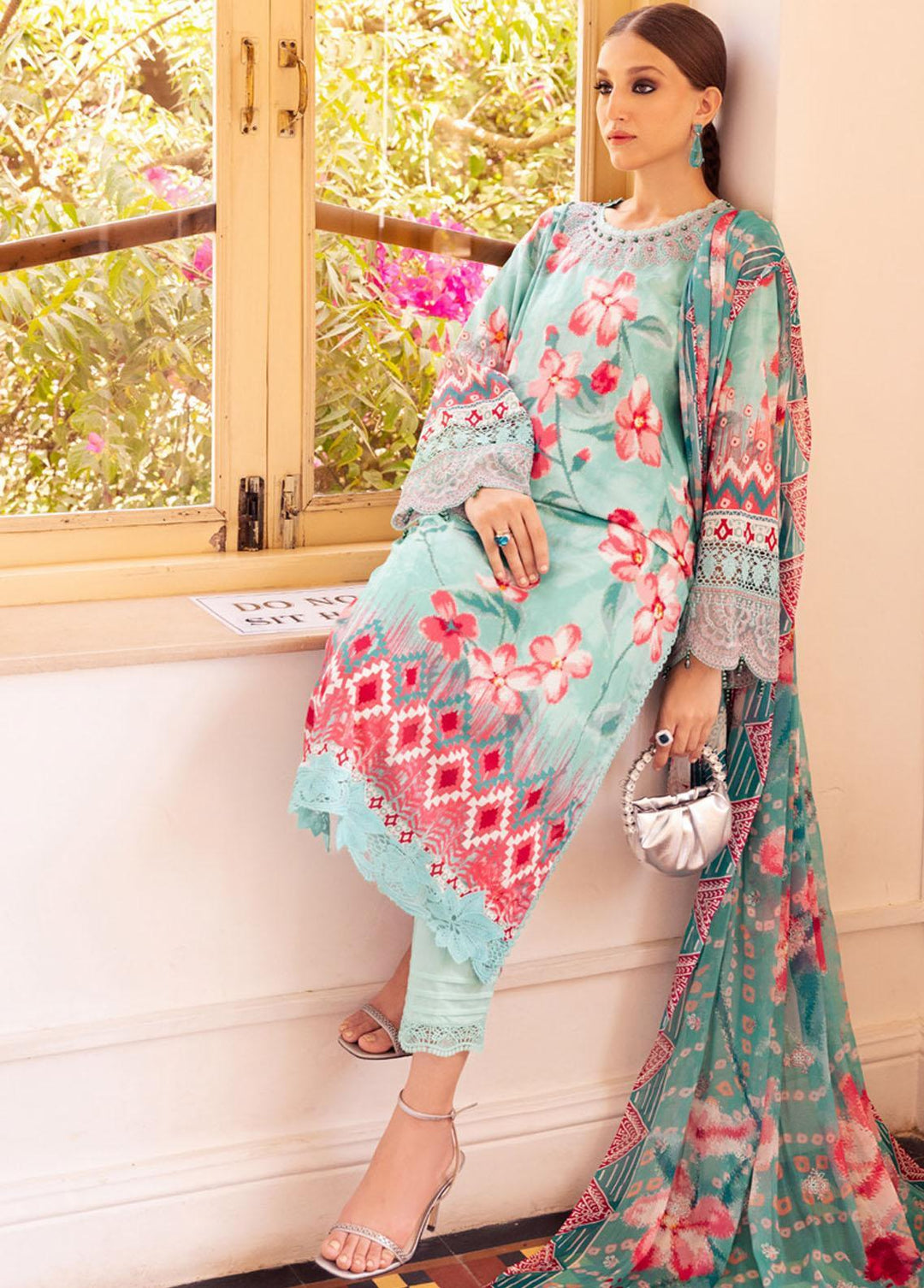 Gardenia By Nureh Embroidered Lawn Suits Unstitched 3 Piece NU23GE NSG-115 - Summer Collection