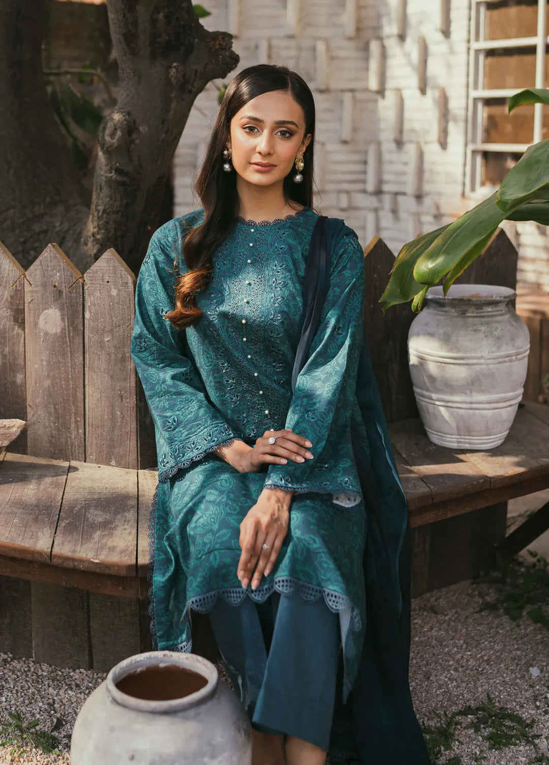 Gardenia Printkari by Humdum Embroidered Lawn Suits Unstitched 3 Piece HD24G D-01 - Summer Collection