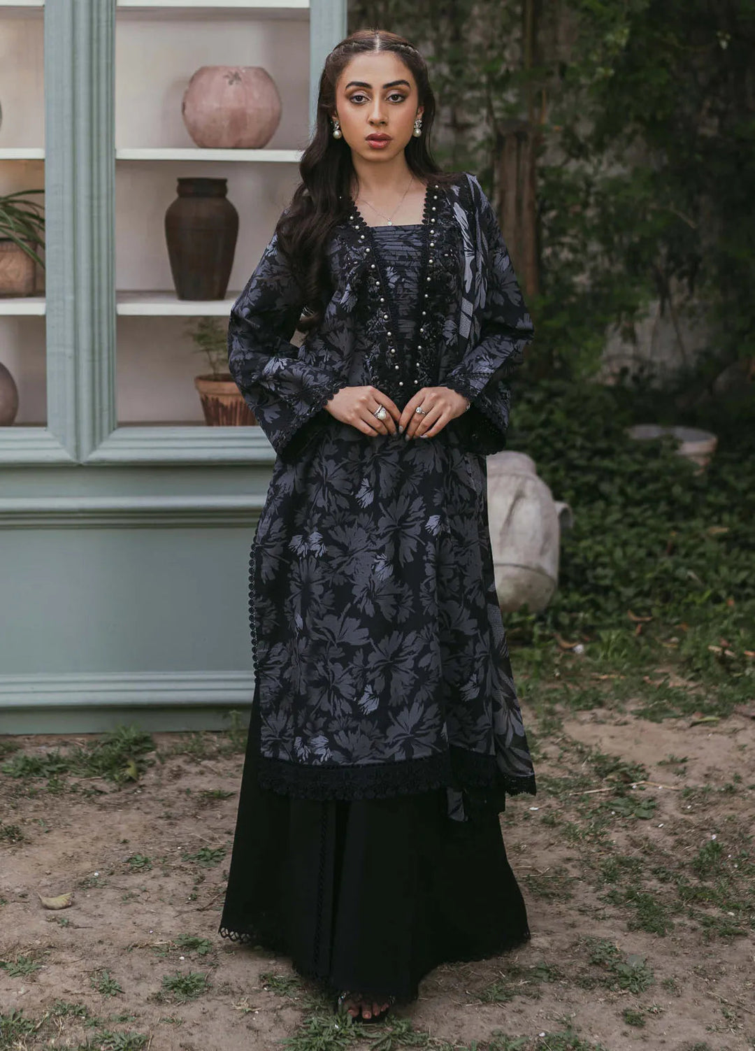 Gardenia Printkari by Humdum Embroidered Lawn Suits Unstitched 3 Piece HD24G D-04 - Summer Collection