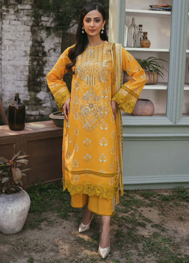Gardenia Printkari by Humdum Embroidered Lawn Suits Unstitched 3 Piece HD24G D-05 - Summer Collection