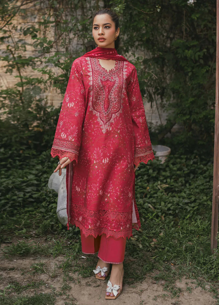 Gardenia Printkari by Humdum Embroidered Lawn Suits Unstitched 3 Piece HD24G D-06 - Summer Collection