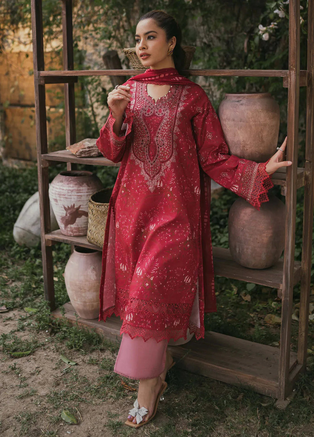 Gardenia Printkari by Humdum Embroidered Lawn Suits Unstitched 3 Piece HD24G D-06 - Summer Collection