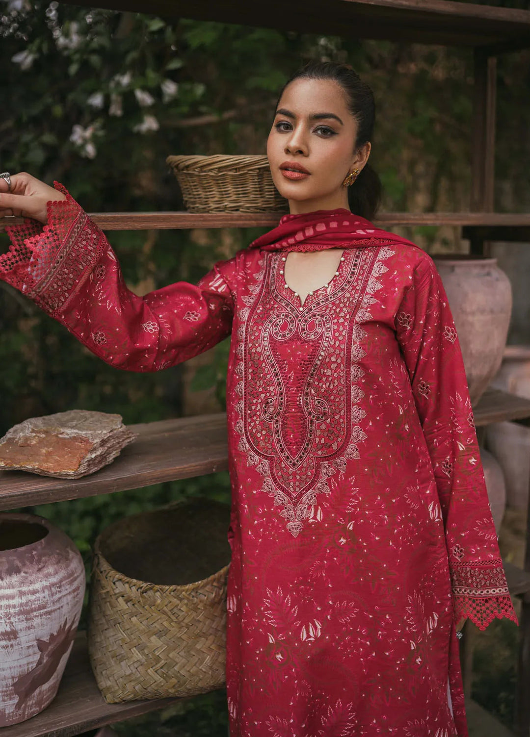 Gardenia Printkari by Humdum Embroidered Lawn Suits Unstitched 3 Piece HD24G D-06 - Summer Collection