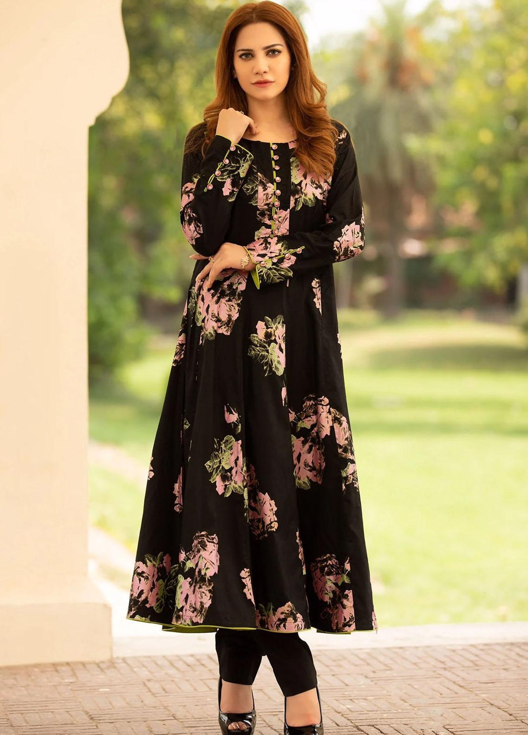 Garnet Clothing Pret Luxury Pret Screen Printed Cotton Shirt PETUNIA