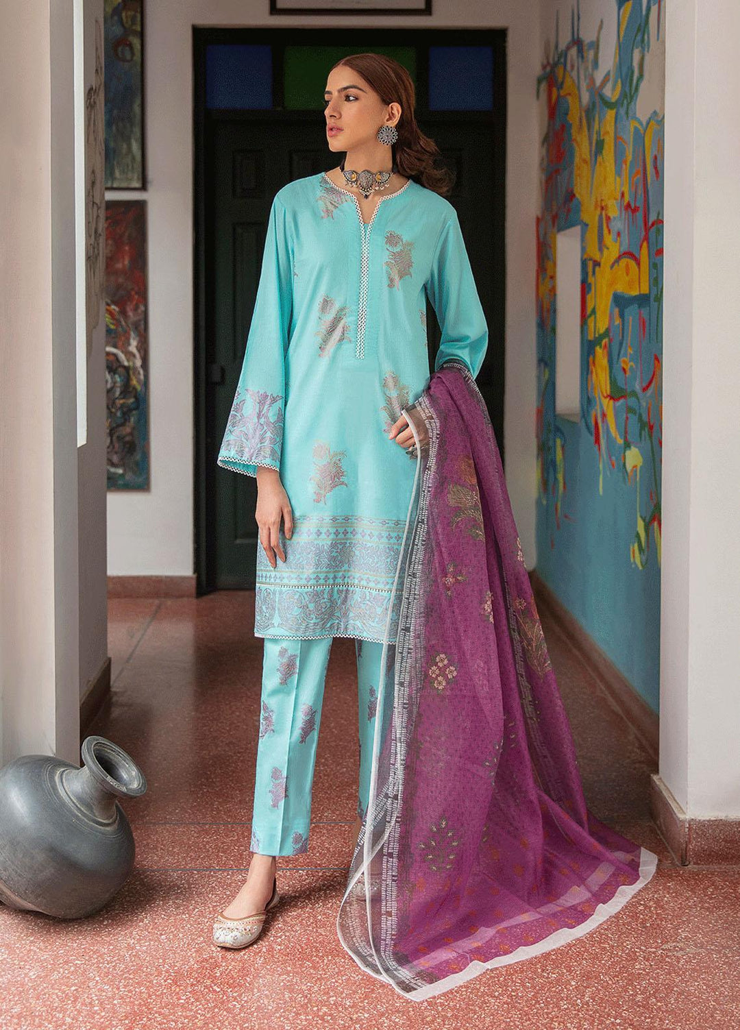 Garnet Clothing Pret Luxury Pret Screen Printed Lawn Shirt KANWAL