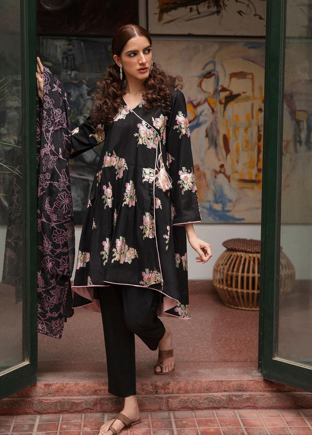 Garnet Clothing Pret Luxury Pret Screen Printed Lawn Shirt AQEEQ