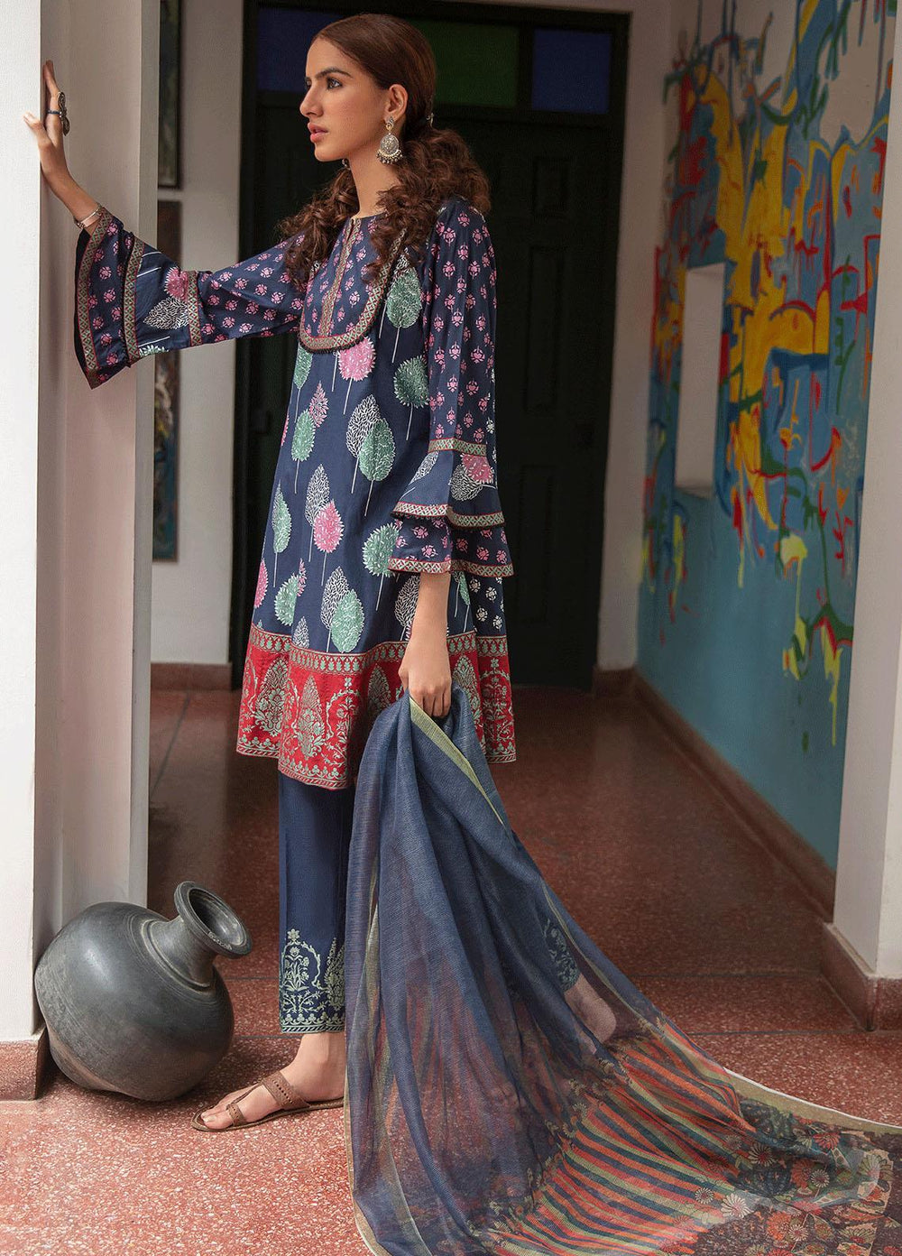 Garnet Clothing Pret Luxury Pret Screen Printed Lawn Shirt GULBAHAAR