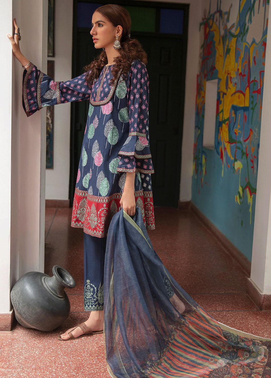 Garnet Clothing Pret Luxury Pret Screen Printed Lawn Shirt GULBAHAAR