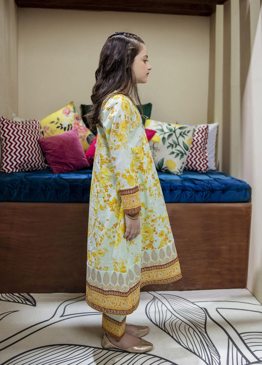 Garnet Clothing Pret Lawn Fancy Pret Girls 2 Piece Suit -  Lemon Pie